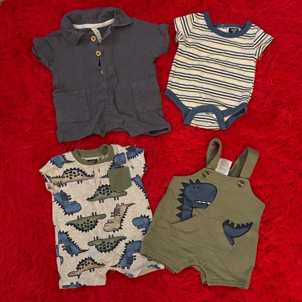 Baby Dinosaur and Striped Outfit Set